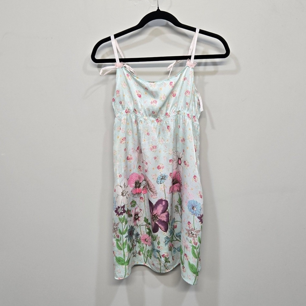 intimissimi Mint Floral Mini Dress with Pink and Purple Accents - Picture 4 of 8